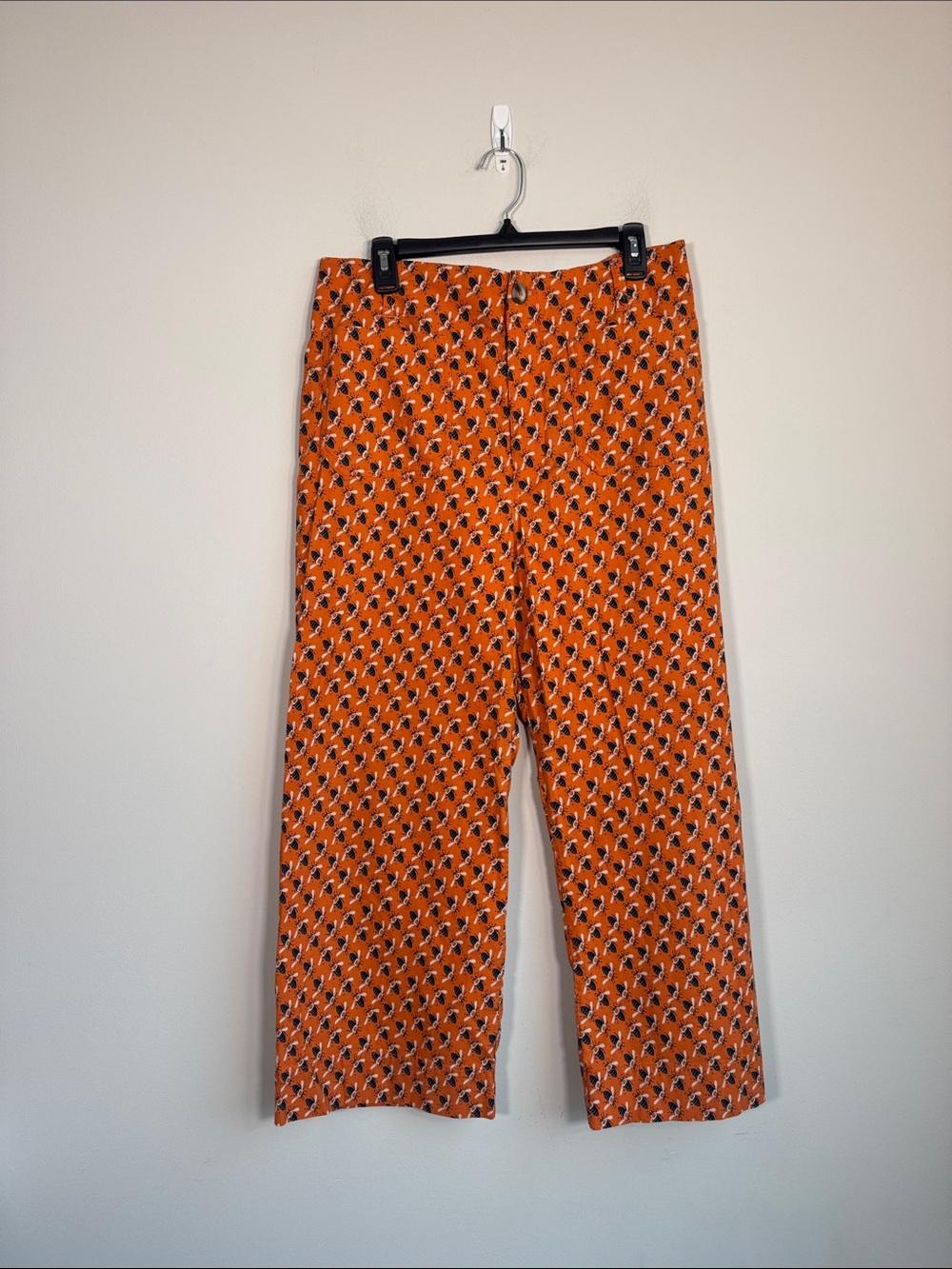 Maeve Orange Printed Wide-Leg Pant - Size 14 - Picture 4 of 7